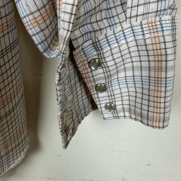 Tem Tex Vintage Orange Plaid Pearl Snap‎ Western Shirt Men’s M Read - Picture 7 of 9